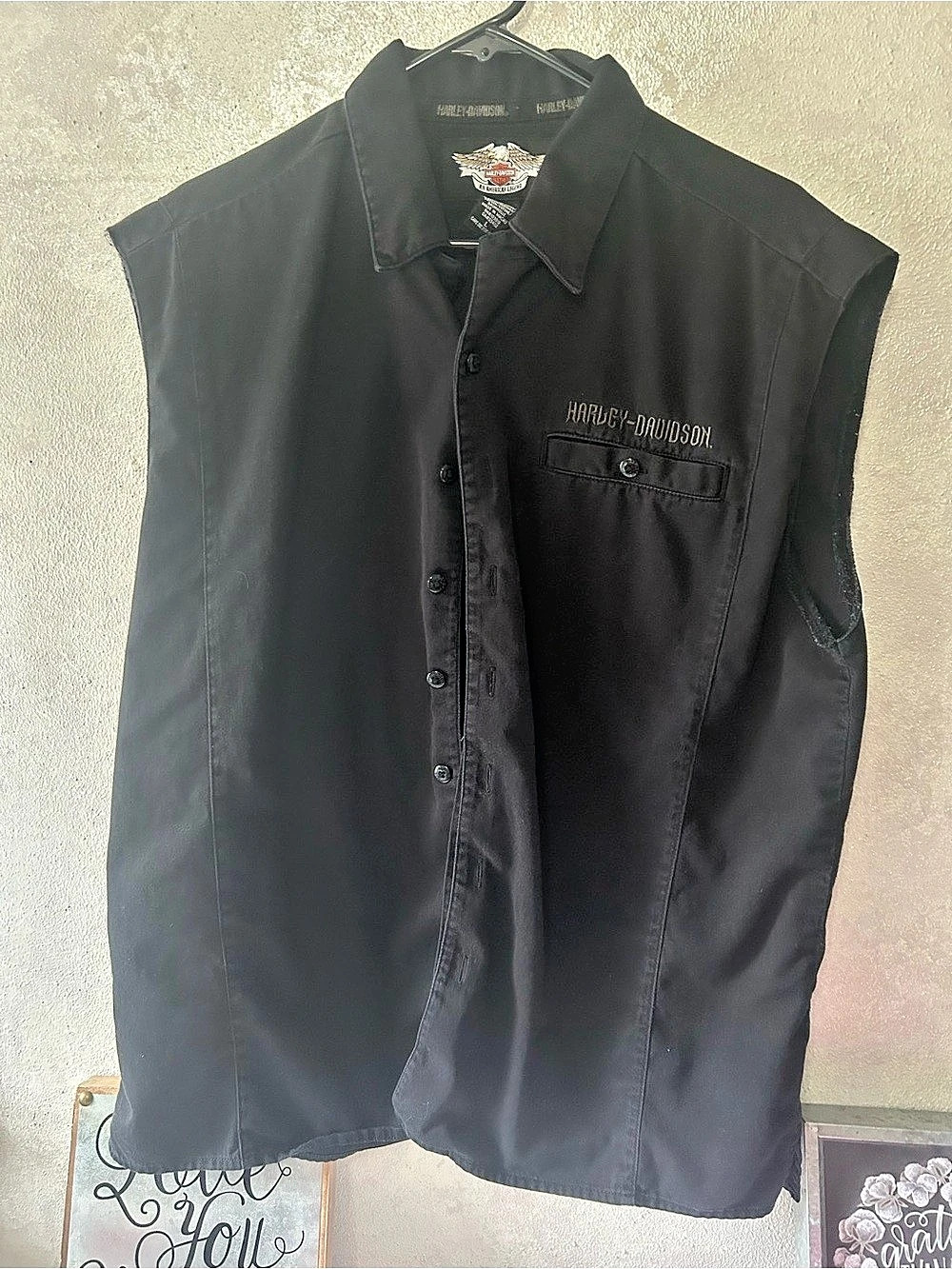Harley-Davidson Black Cotton Sleeveless Shirt Size XL Like New